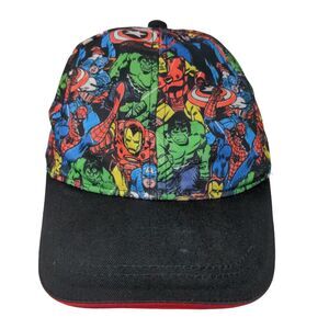 Marvel Boy's Snapback Hat Black Multicolor Adjustable Retro All Over Print